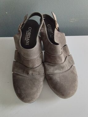 Cordani Grey Suede Slingback Platform Clogs Made in Italy Chunky Heel